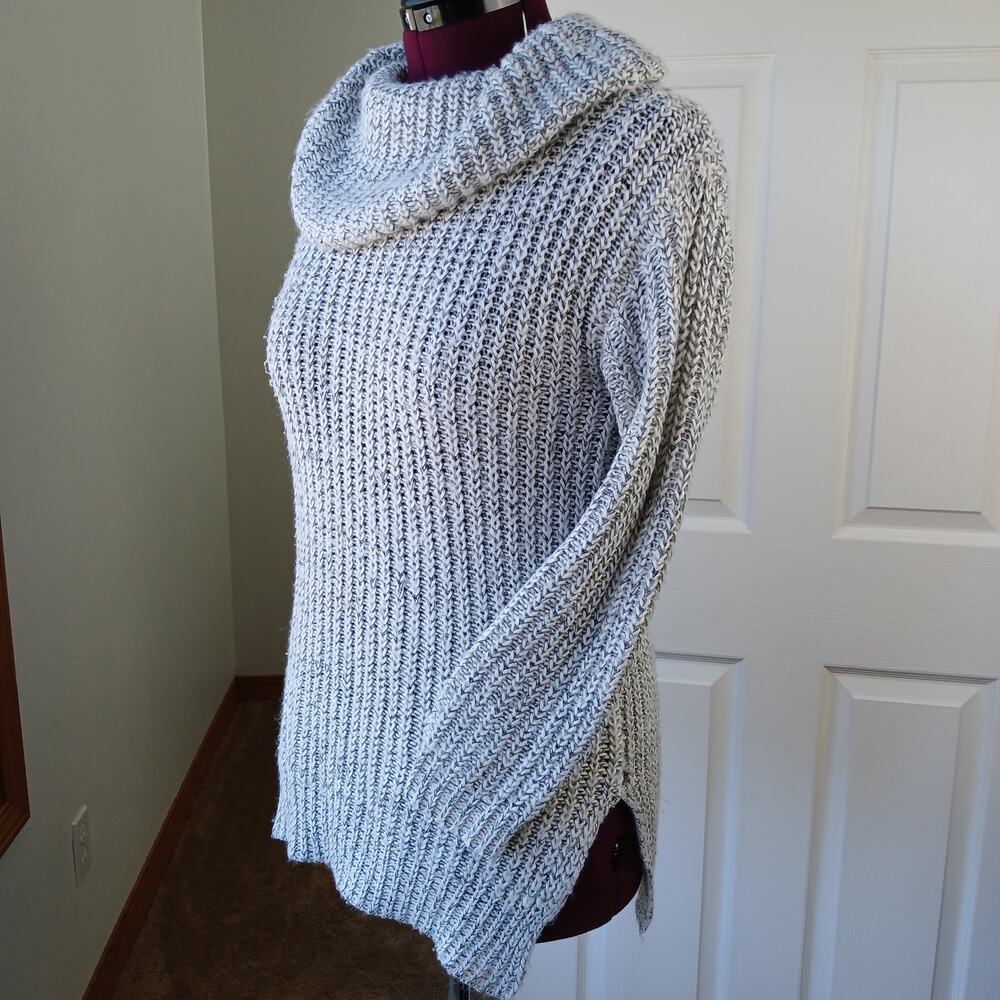 Alison Andrews Chunky Knit Cowl Neck Tunic Sweater Large ? grey heather warm